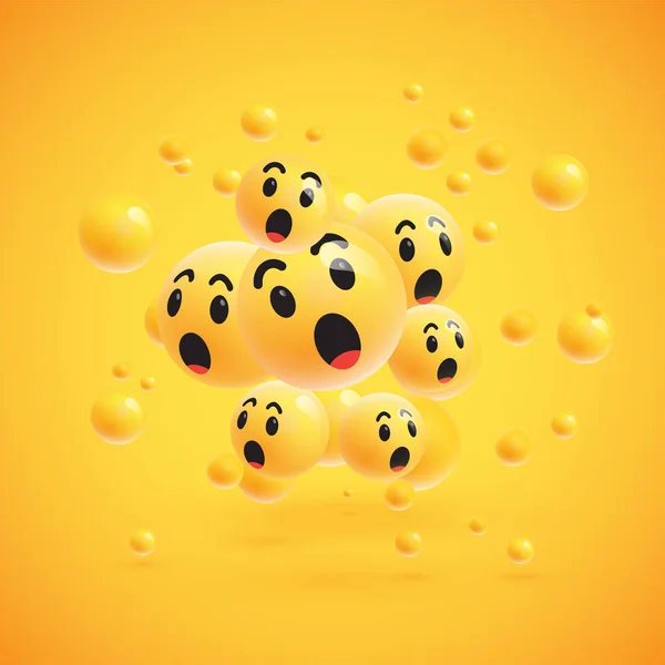 Grupo de emoticonos amarillos detallados, ilustración vectorial — Vector de stock