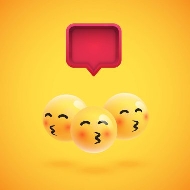 3d konuşma balonu, vektör illüstrasyon ile yüksek ayrıntılı sarı ifadeler Grubu