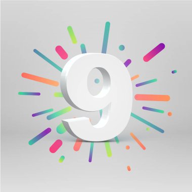 Renkli arka plan, vektör illustartion ile bir fontset 3d karakter