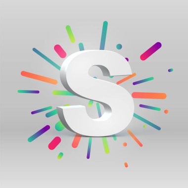 Renkli arka plan, vektör illustartion ile bir fontset 3d karakter