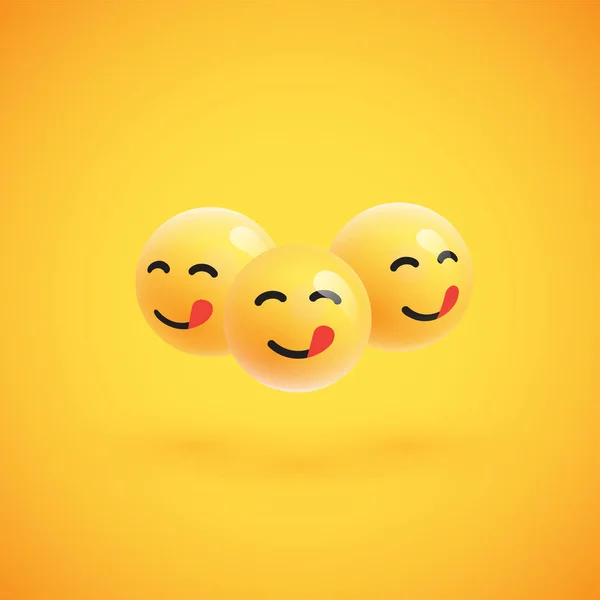 Group of high detailed yellow emoticons, vector illustration — Stock Vector