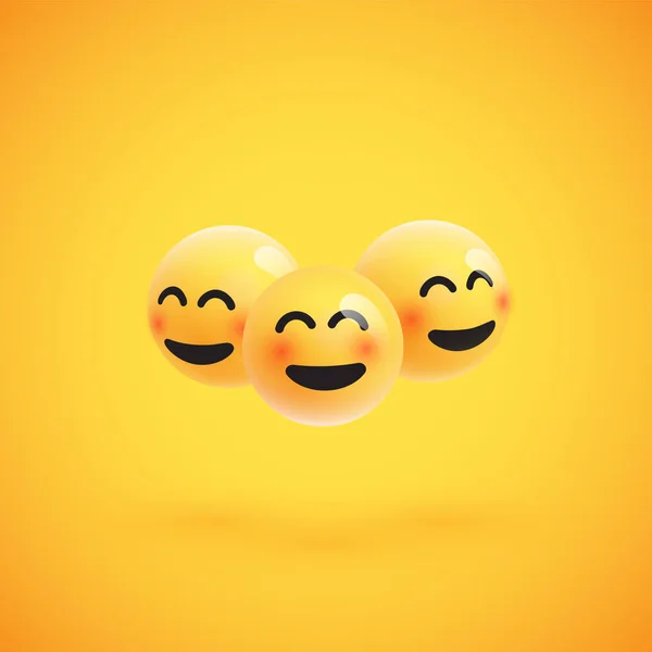 Group of high detailed yellow emoticons, vector illustration — Stock Vector