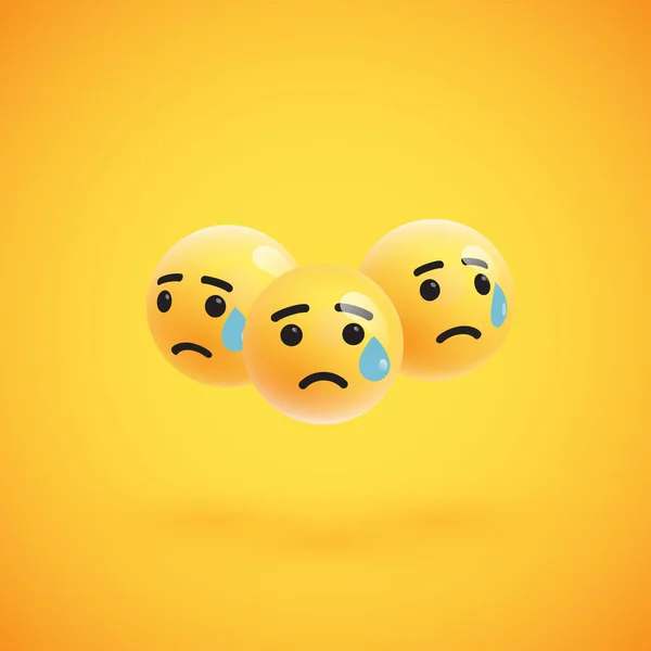 Kelompok emoticon kuning detail tinggi, ilustrasi vektor - Stok Vektor