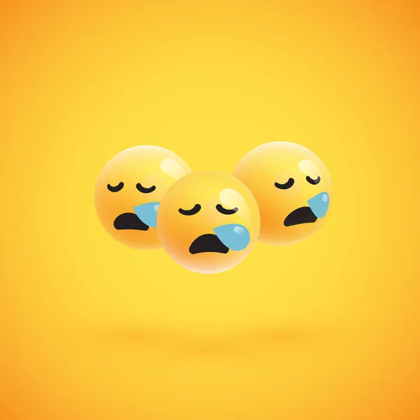 Kelompok emoticon kuning detail tinggi, ilustrasi vektor - Stok Vektor