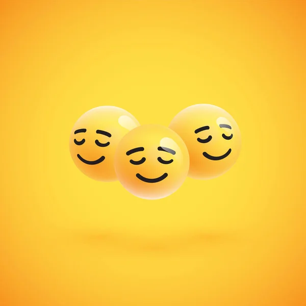 Gruppe von hochdetaillierten gelben Emoticons, Vektorillustration — Stockvektor