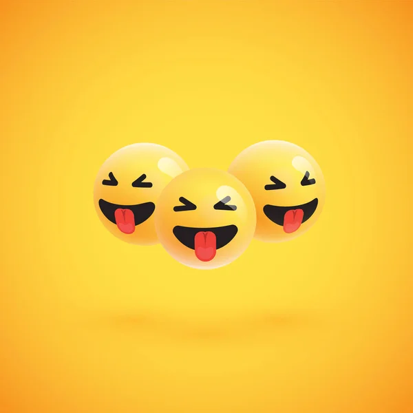 Grupo de emoticonos amarillos detallados, ilustración vectorial — Vector de stock