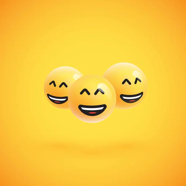 Group of high detailed yellow emoticons, vector illustration — Stock Vector