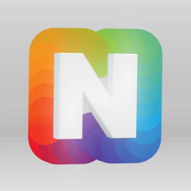 Renkli arka plan, vektör illustartion ile bir fontset 3d karakter