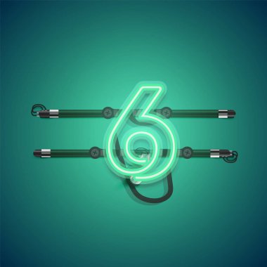 Gerçekçi parlayan yeşil neon charcter, vektör illüstrasyon