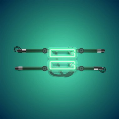 Gerçekçi parlayan yeşil neon charcter, vektör illüstrasyon