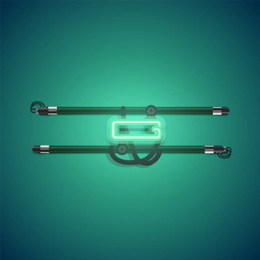 Gerçekçi parlayan yeşil neon charcter, vektör illüstrasyon