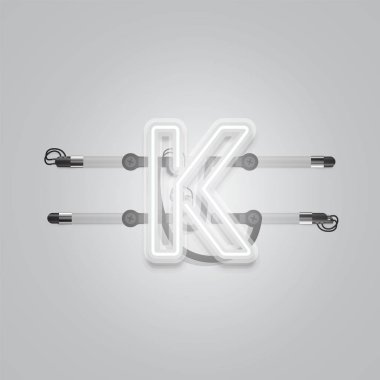 Gerçekçi parlayan gri neon charcter, vektör illüstrasyon