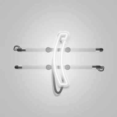 Gerçekçi parlayan gri neon charcter, vektör illüstrasyon