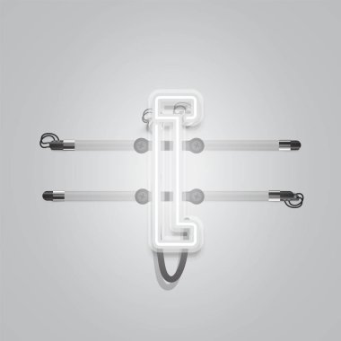 Gerçekçi parlayan gri neon charcter, vektör illüstrasyon