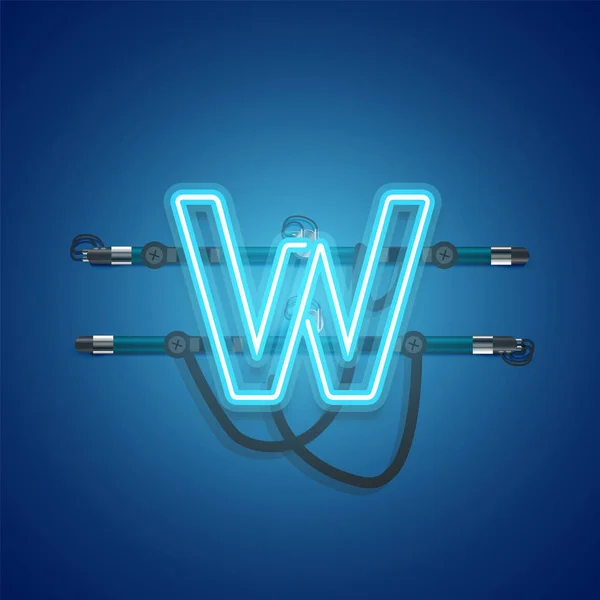 Realistisk glödande blå Neon charcter, vektor illustration — Stock vektor