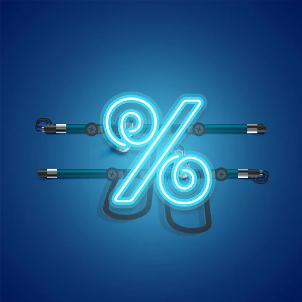 Valósághű izzó kék neon charcter, vektoros illusztráció — Stock Vector