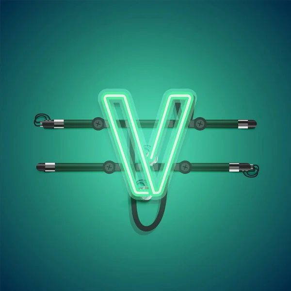 Realista brilhante verde neon charcter, ilustração vetorial — Vetor de Stock