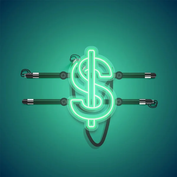 Realistische gloeiende groene neon charcter, vector illustratie — Stockvector