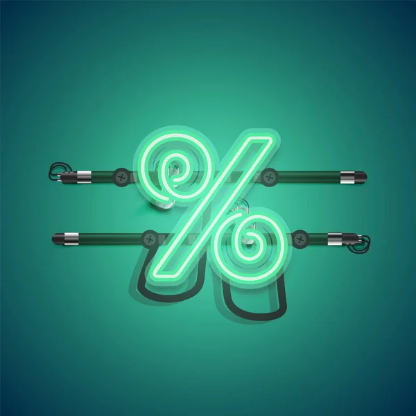 Reális izzó zöld neon charcter, vektoros illusztráció — Stock Vector