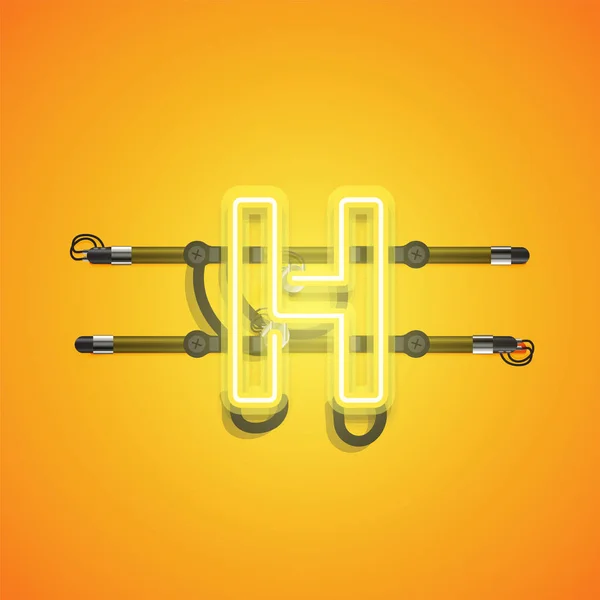 Gerçekçi parlayan sarı neon charcter, vektör illüstrasyon — Stok Vektör