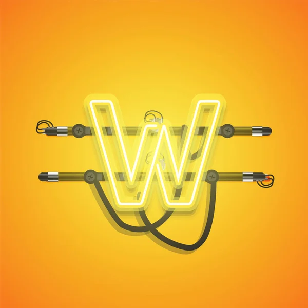 Realistisk glödande gul Neon charcter, vektor illustration — Stock vektor