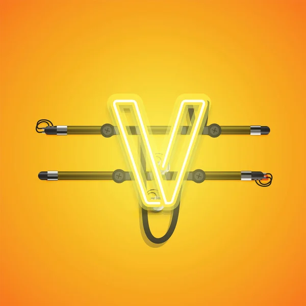 Realista brilhante amarelo neon charcter, ilustração vetorial — Vetor de Stock