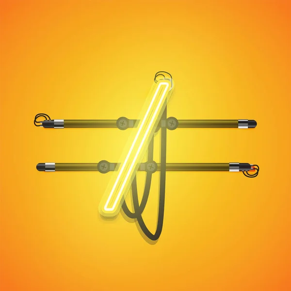 Charcter de neón amarillo brillante realista, ilustración vectorial — Vector de stock