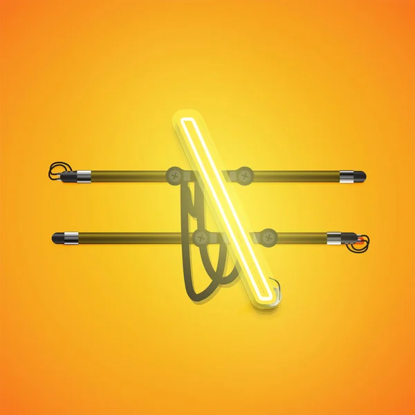 Charcter de neón amarillo brillante realista, ilustración vectorial — Vector de stock
