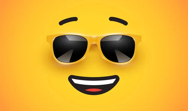 High Detiled Colorful Emoticon Sunglasses Vector Illustration — Stock Vector