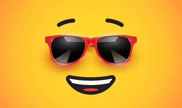 High Detiled Colorful Emoticon Sunglasses Vector Illustration — Stock Vector