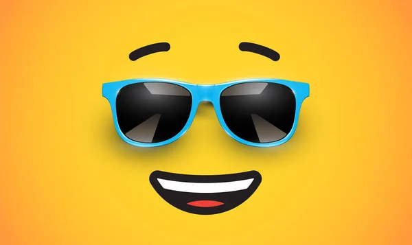 High Detiled Colorful Emoticon Sunglasses Vector Illustration — Stock Vector