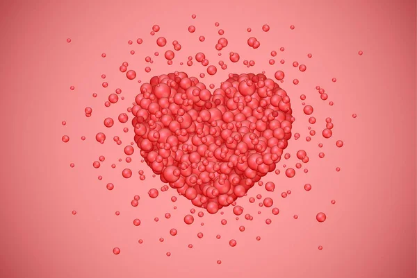 Красное сердце из маленьких пузырьков, векторная иллюстрация — стоковый вектор