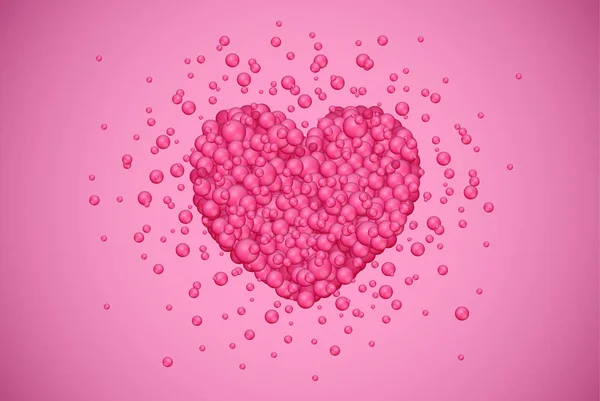 Rood hart gemaakt door kleine bubbels, vector illustratie — Stockvector