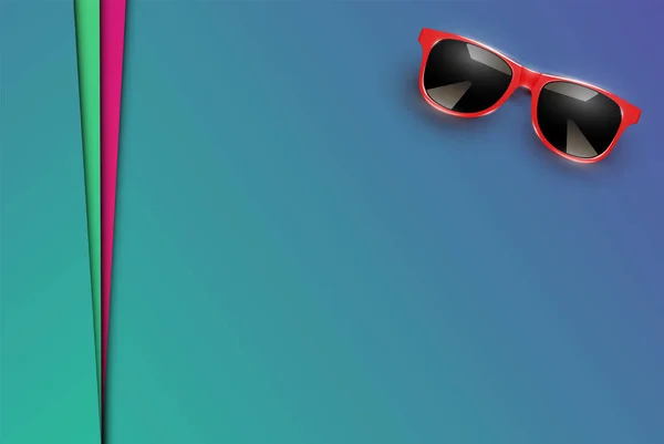 Hojas coloridas de papeles con gafas de sol realistas, vector illu — Vector de stock