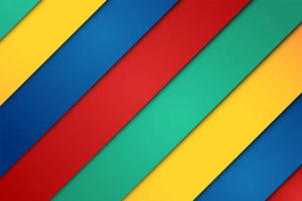 Realistische rode, groene, blauwe en gele vellen papier — Stockvector