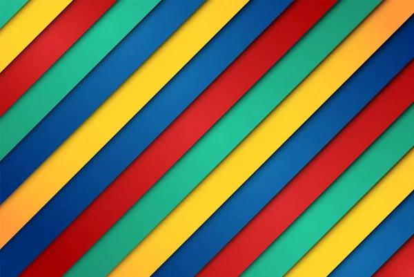 Hojas de papel realistas rojas, verdes, azules y amarillas — Vector de stock