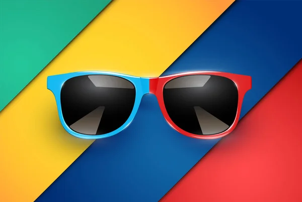 Hojas coloridas de papeles con gafas de sol realistas, vector illu — Archivo Imágenes Vectoriales