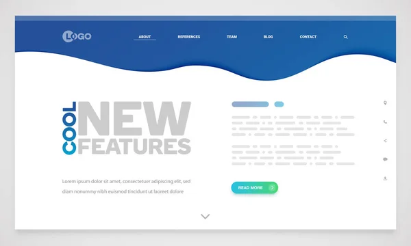 クリーンでモダンなウェブサイトテンプレート、ベクトルイラスト — ストックベクタ