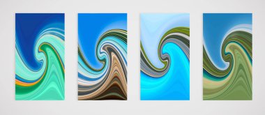 Dört çizgi desenli renkli set, vektör çizimi