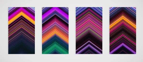 Colorful set of four line pattern, vector illustration — Stock Vector