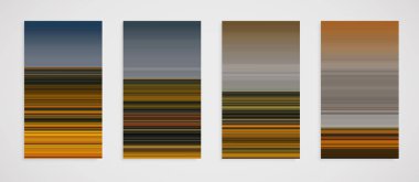 Dört çizgi desenli renkli set, vektör çizimi