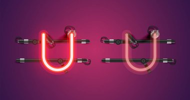 Gerçekçi parlayan mor neon charcter (a/off))