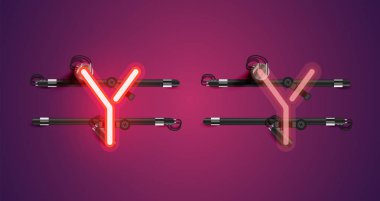 Gerçekçi parlayan mor neon charcter (a/off))