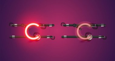 Gerçekçi parlayan mor neon charcter (a/off))