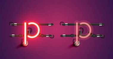 Gerçekçi parlayan mor neon charcter (a/off))