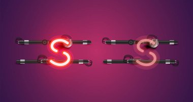 Gerçekçi parlayan mor neon charcter (a/off))