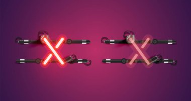 Gerçekçi parlayan mor neon charcter (a/off))