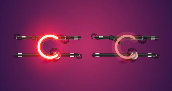 Gerçekçi parlayan mor neon charcter (a/off)) — Stok Vektör