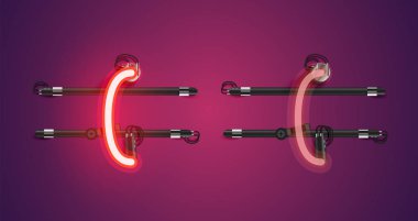 Gerçekçi parlayan kırmızı neon charcter ve kapalı