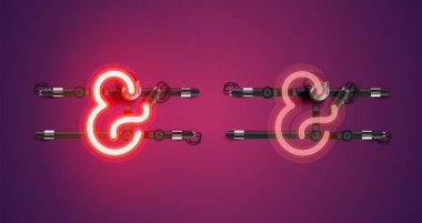 Gerçekçi parlayan kırmızı neon charcter ve kapalı